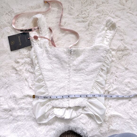 House of CB Eyelet Mesh Coquette Corset Top S - White - Picture 5 of 6